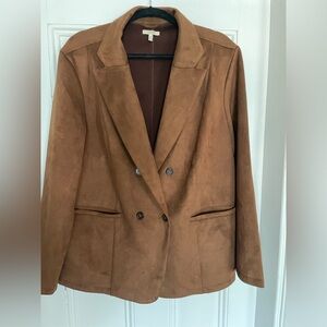Women’s faux suede brown blazer, size 2X